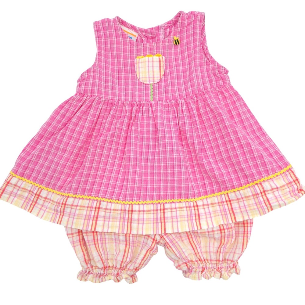 Vintage Sweet Potatoes Plaid Pink Dress Baby Girl 6M